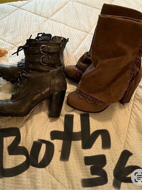 Brown Suede Lace-Trim Ankle Boots - Women